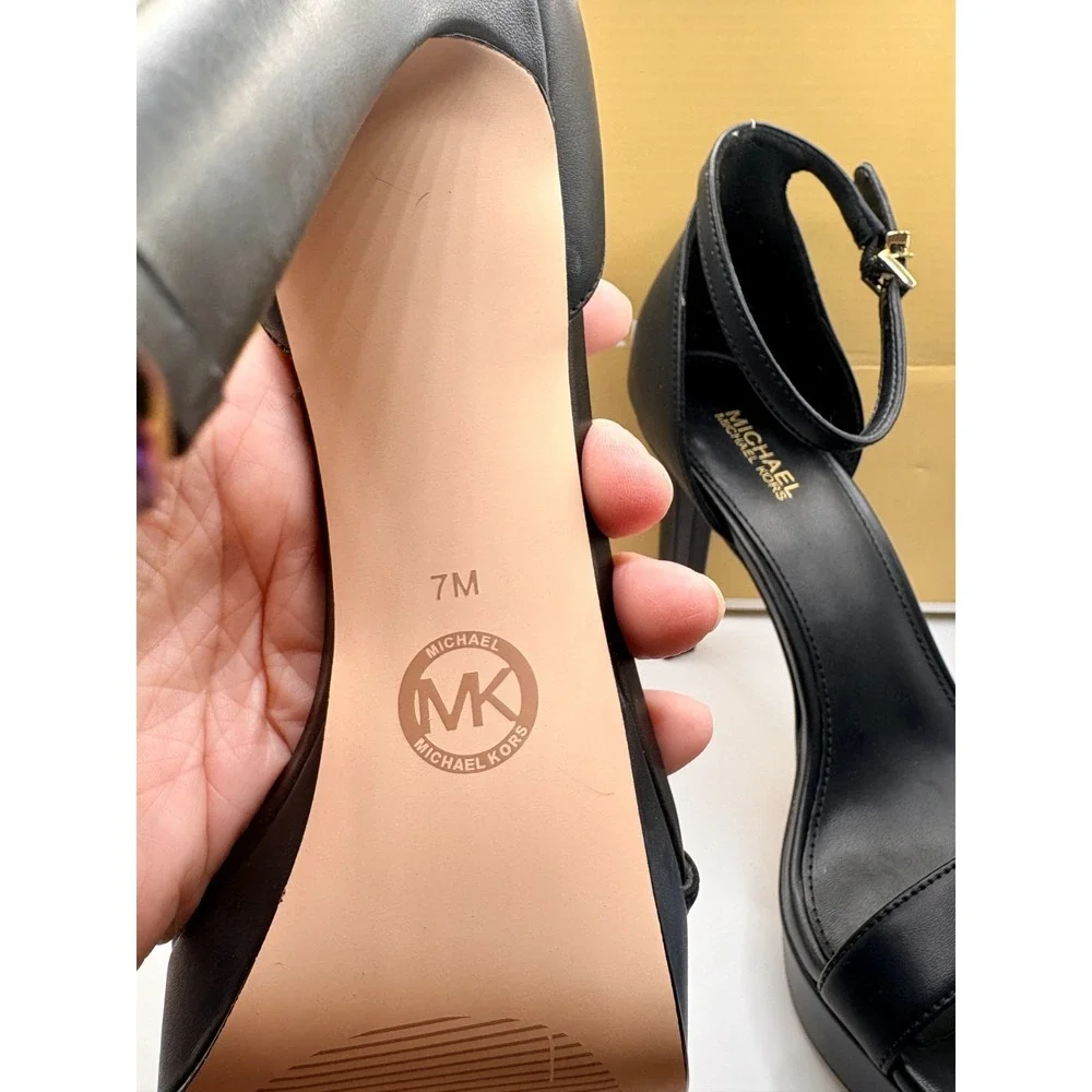 Michael Kors Margot Platform Faux Leather Black Sz 7M